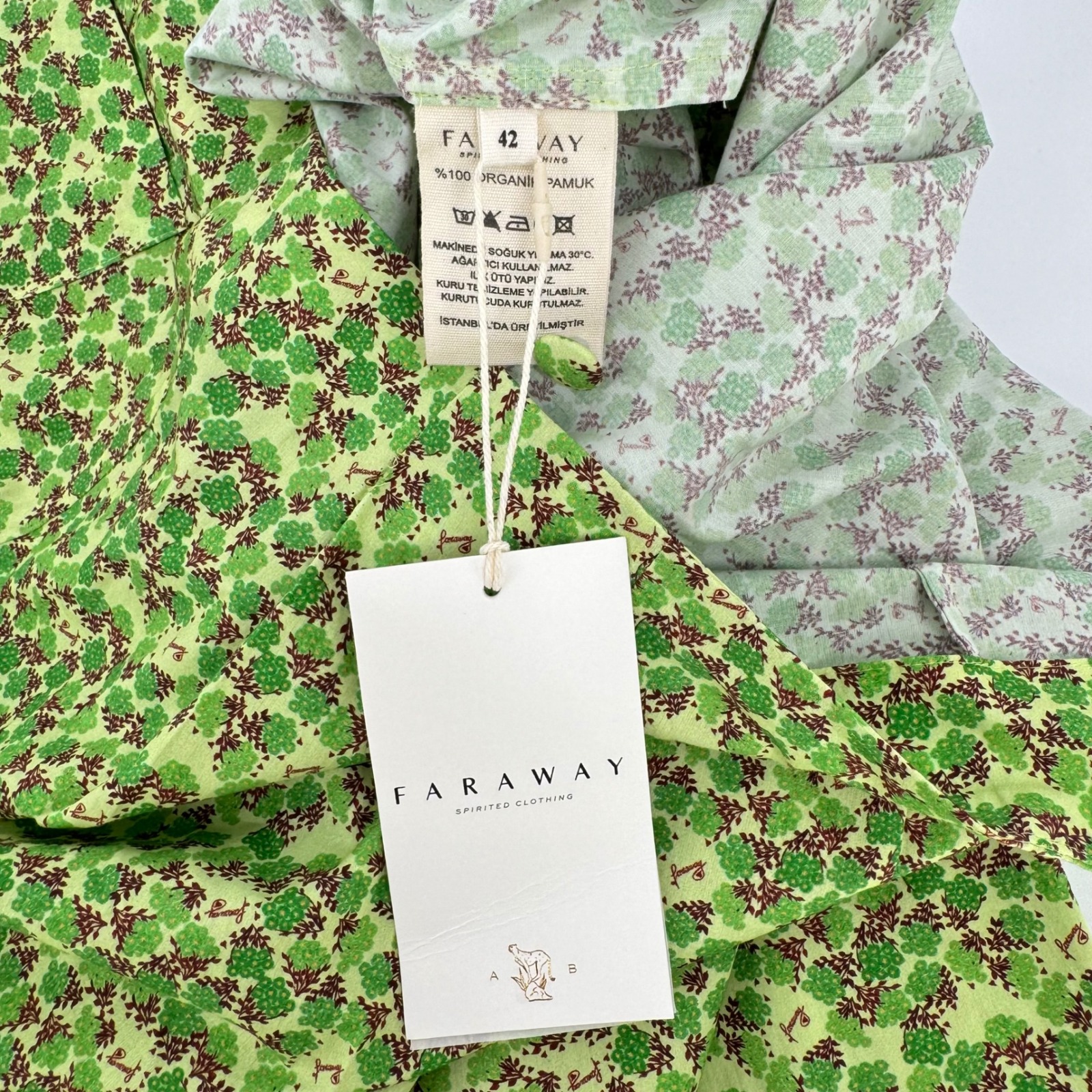 Faraway Spirited Clothing Rayyan Pants Green Floral Sz 42 Us 10 Org Cotton Nwt — image 7 of 8